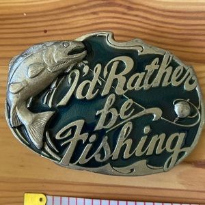 Belt Buckle “I’d Rather Be Fishing” metal